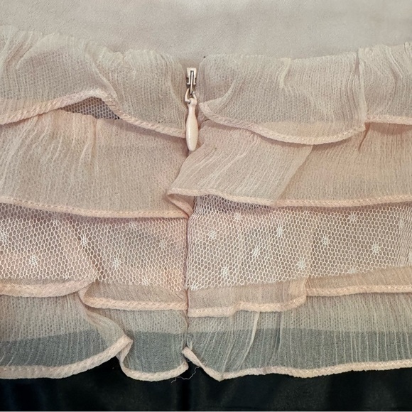 Women's BCBGMaxAzria Soft Ballet Pink Dress with Ruffles & Black Waistband - Picture 6 of 14